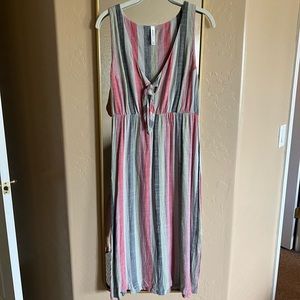 Womens RVCA Brand Striped Tie Front Midi Dress - Size L